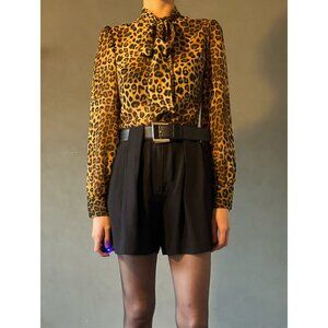 ASOS Leopard Print Tie Button Down - US 2